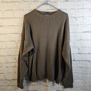 Chaps Ralph Lauren Sweater XL Gray Crew Ribbed Knit Long Sleeve Men Vtg